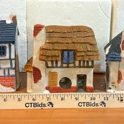 Vintage Ceramic Christmas Village Buildings - Set of 3