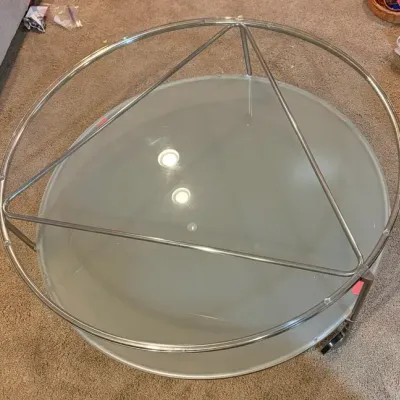 Modern Round Glass Top Coffee Table on Casters - 36" Diameter