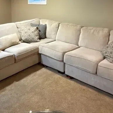 Large L-Shaped Sectional Sofa - Neutral Beige (9’8” x 7’)