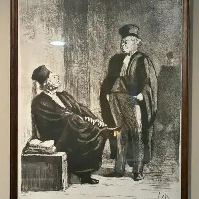 Framed Honoré Daumier French Satirical Art Print - "Les Gens de Justice / Conversations d'Avocats"