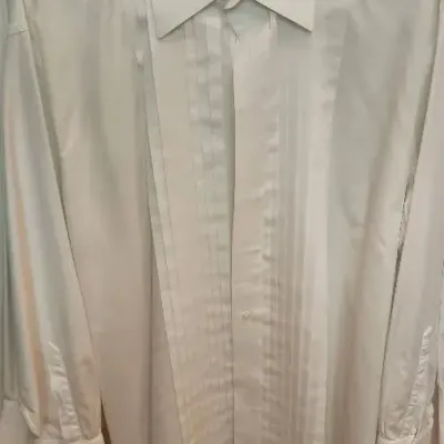 Lot of 2 Men’s Formal Tuxedo Dress Shirts – J.S.A. Bank – White Pleated Front