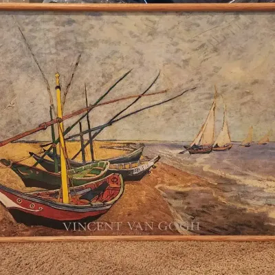Vincent van Gogh Framed Art Print – Fishing Boats at Saintes-Maries