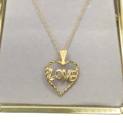 14K Gold Love Pendant Necklace - 1.8 Grams 