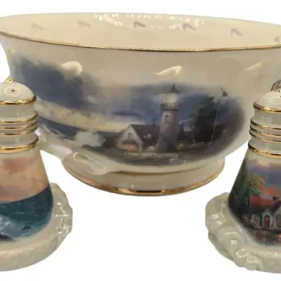 Fenton Thomas Kincaid 24k Trimmed Bowl, Salt & Pepper