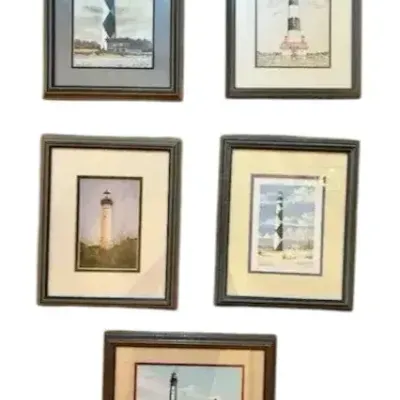 Lighthouse Framed Prints Lot of 5