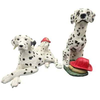 2 Large Dalmatian Figurines 