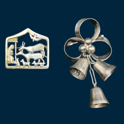 Two Vintage Sterling Silver Brooches 