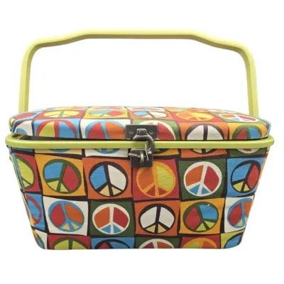 Vintage Peace Sign Sewing Box Full Of Supplies