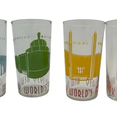 4 1939 NY World’s Fair Glasses 5.25”H