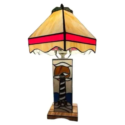 Stained Glass Lighthouse Lamp