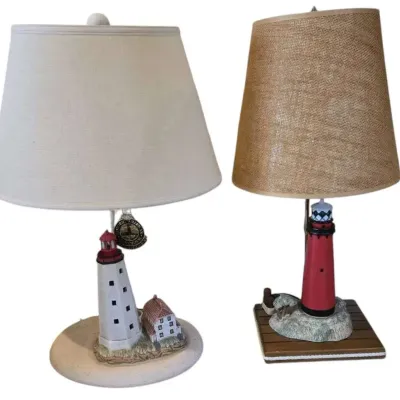 Pair Of Lefton Historic American Lighthouse Lamps