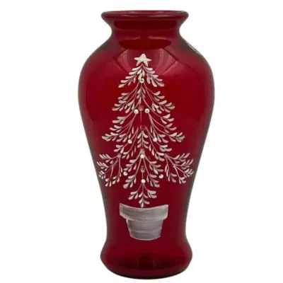 Ruby Red Fenton Christmas Tree Vase