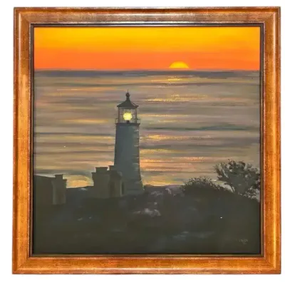 Lighthouse And Seagulls By Denise Nelson, Signed