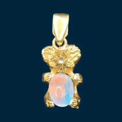 Gilt Sterling Silver And Opal Koala Pendant 