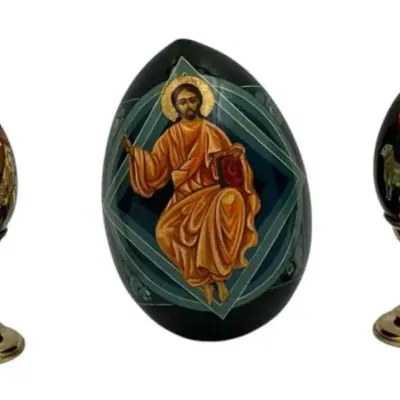 Lexi Collection-3 Russian Painted Eggs With 2 Nicholas II Stands 