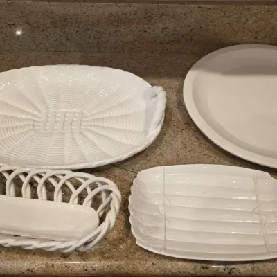Italian White Ceramic Serving Trays