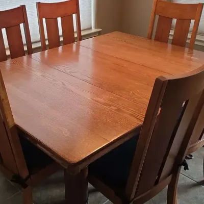 Oak Mission-Style Dining Set and 6 Chairs