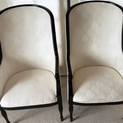 Vintage High Back Regency Slipper Chairs