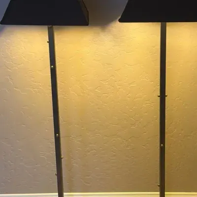 Matching Steel Floor Lamps with Fabric Shades