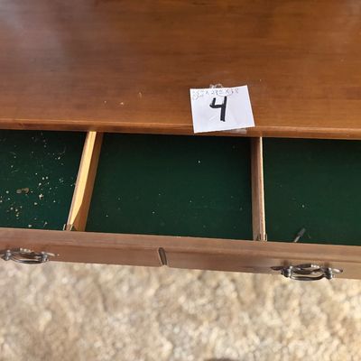 vintage cherry wood drop-leaf tea cart and rolling bar server two upper drawers