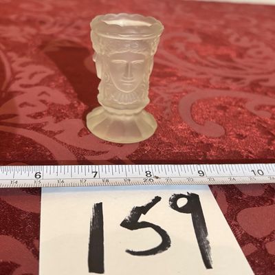 Vintage 3 Faces Frosted Glass Toothpick Holder
