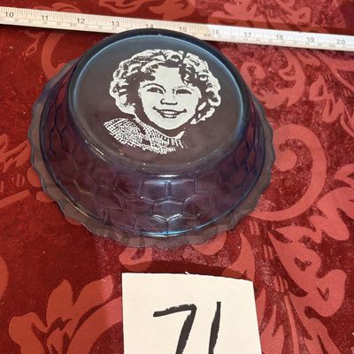 Vintage Shirley Temple 1930s Cobalt Blue Glass Cereal Bowl Dish Hazel Atlas