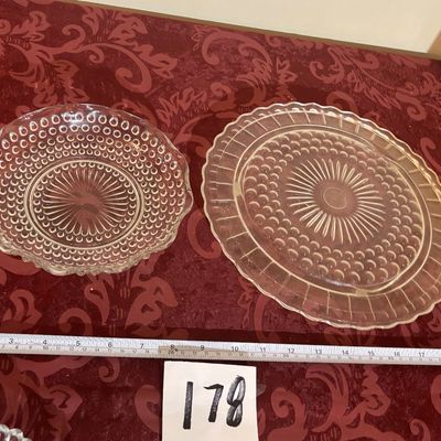 Vintage Federal Daisy Bubble Glass 3 Footed Cake Serving Plate Stand Scalloped And More