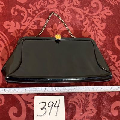 Vintage 1950s Black Clutch Handbag
