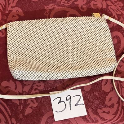 Vintage Whiting & Davis Mesh Sequin Crossbody Purse Shoulder Bag White