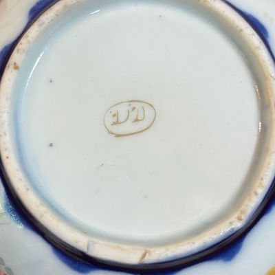 Antique Victorian Porcelain Hair Receiver Vanity Accessory Roses Handpainted