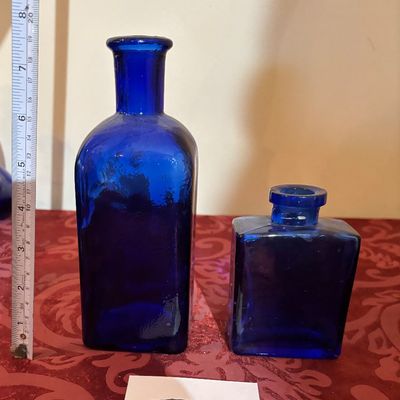 Vintage Cobalt Blue Bottle Set