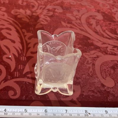 Vintage Fostoria Dollar Coin Glass Toothpick Holder