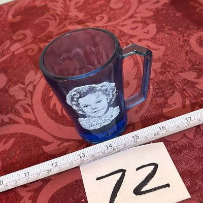 Vintage Shirley Temple Cobalt Blue Glass Mug Cup Hazel Atlas 1930’s