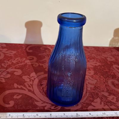 Vintage Liberty Milk Co. Buffalo N.Y. Cobalt Blue One Pint Ribbed Glass Bottle