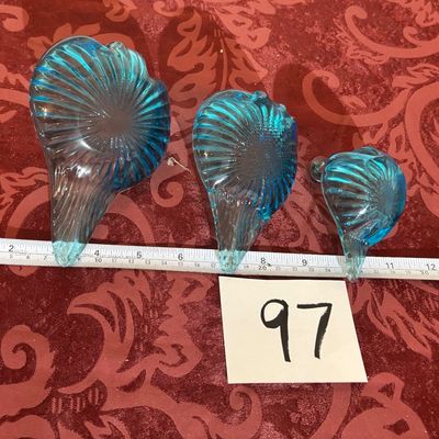 Vintage Blown Glass Blue Turquoise NESTING SWANS Trinket Dishes SET OF 3