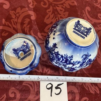 Victoria Ironstone Flow Blue Ginger Jar and Cover