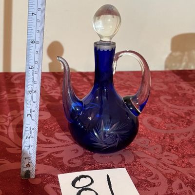 vintage Bohemian cut-to-clear glass cruet