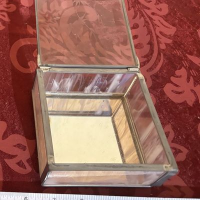 Etched Floral Stained Glass Trinket Box Clear