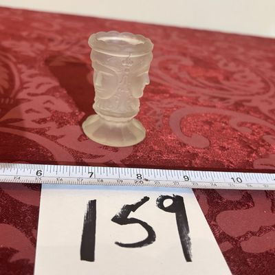 Vintage 3 Faces Frosted Glass Toothpick Holder