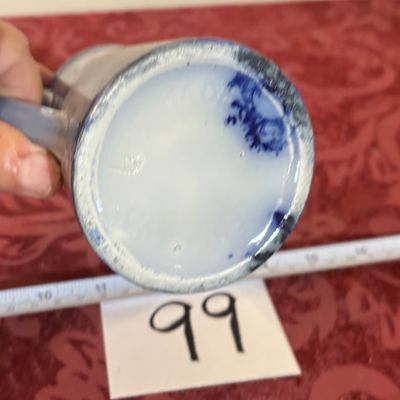 vintage blue and white speckled ceramic cream Jug