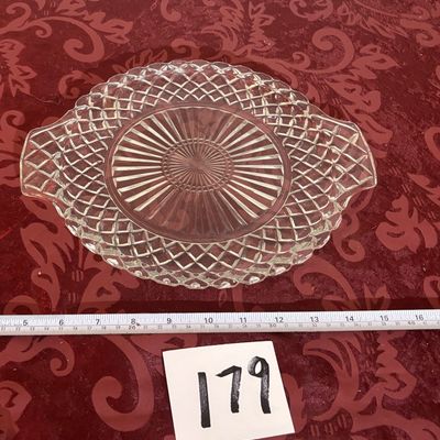 1930s Depression Glass Cake Plate by Anchor Hocking Waterford Waffle Pattern