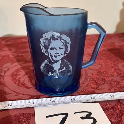 VINTAGE 1930'S 4.25" COBALT BLUE SHIRLEY TEMPLE SMALL PITCHER /CREAMER