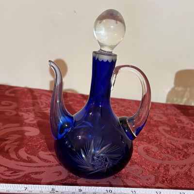 vintage Bohemian cut-to-clear glass cruet