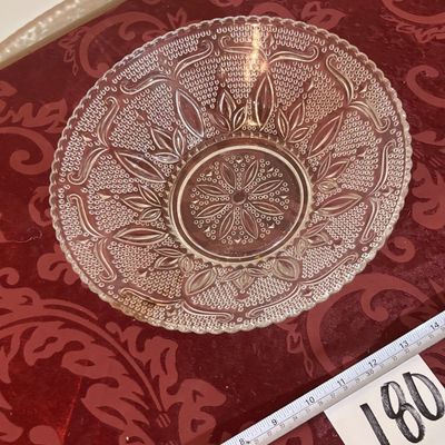 VINTAGE CLEAR GLASS HOBNAIL PETAL BOWL 10 1/2"