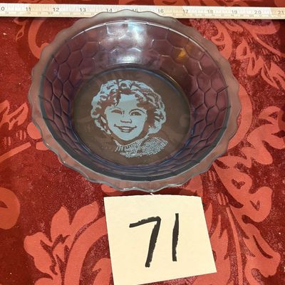Vintage Shirley Temple 1930s Cobalt Blue Glass Cereal Bowl Dish Hazel Atlas