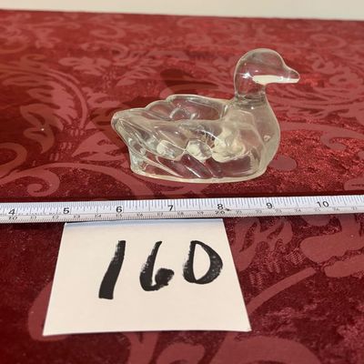 Vintage Glass Duck Personal Cigarette Ashtray Animal Paperweight MCM