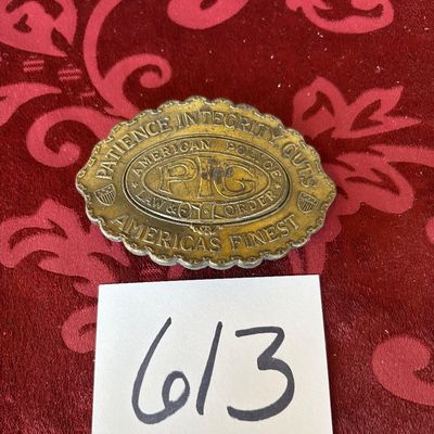 Vtg, Rare Brass Police "Patience, Integrity, Guts" PIG Belt Buckle Lewis Chicago