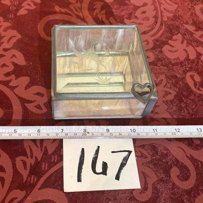 Etched Floral Stained Glass Trinket Box Clear