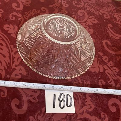 VINTAGE CLEAR GLASS HOBNAIL PETAL BOWL 10 1/2"
