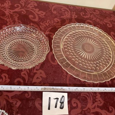 Vintage Federal Daisy Bubble Glass 3 Footed Cake Serving Plate Stand Scalloped And More